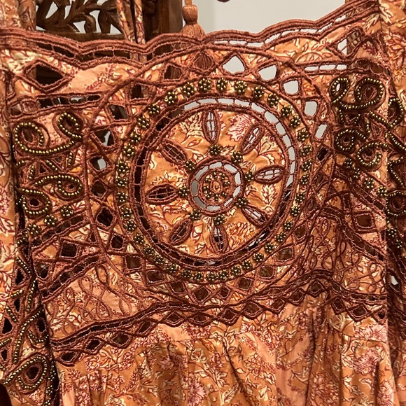 Free People. Bohemian Orange Long Sleeve Dress - Picture 3 of 5